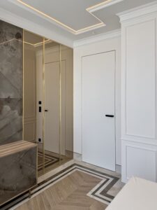 Drzwi Eclisse Syntesis Standard 40 w kolorze RAL 9003, ościeżnica w kolorze szampańskim