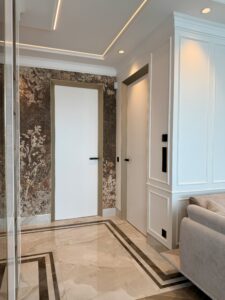 Drzwi Eclisse Syntesis Standard 40 w kolorze RAL 9003, ościeżnica w kolorze szampańskim